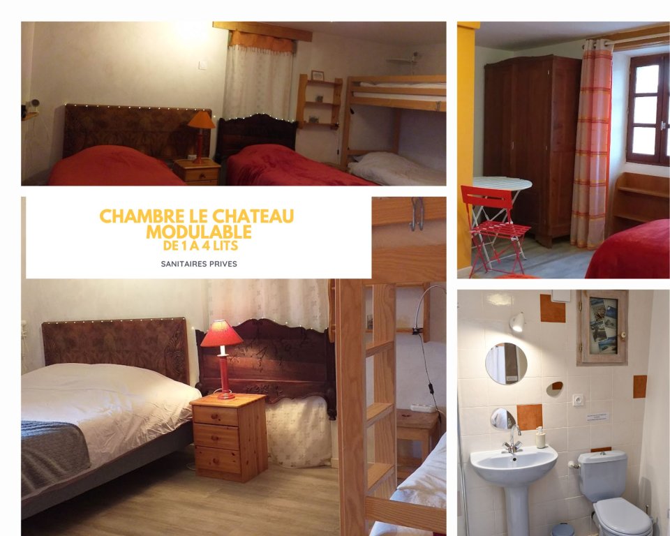  la chambre " le château"  modulable de 1 à 4 places avec sanitaires privés