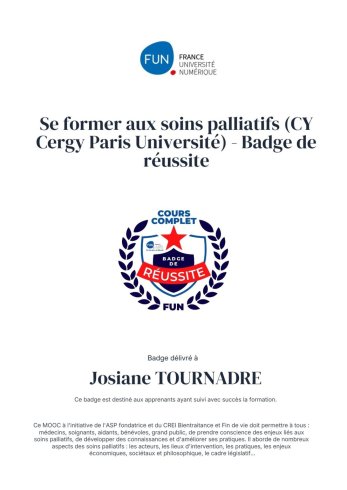 badge réussite aux soins palliatifs