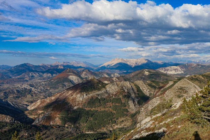 Le val d'Oze, le Haut-Buëch et le Dévoluy vus du Saix en cette fin d'automne 2021